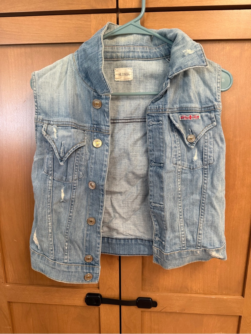 Hudson Jeans Light Blue Distressed Denim Vest